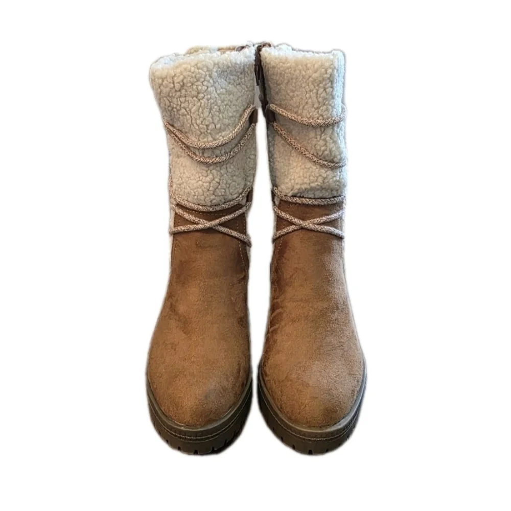 Life Stride Womens Saratoga Mid Calf Winter Boots Size 6.5 Brown Suede Warm